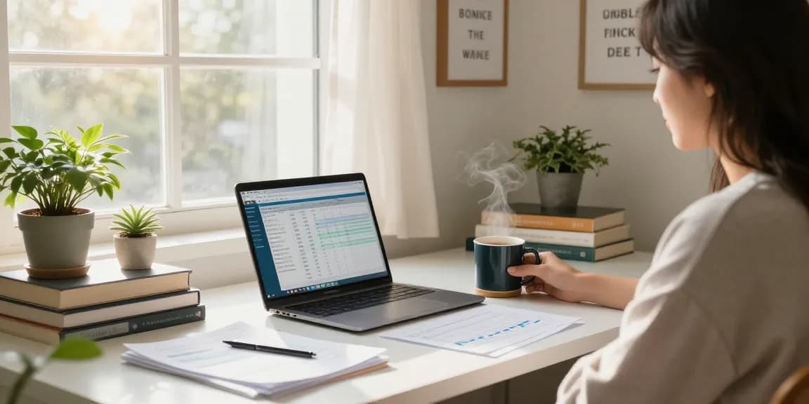 Individual managing debt in a serene home office, highlighting effective financial planning.