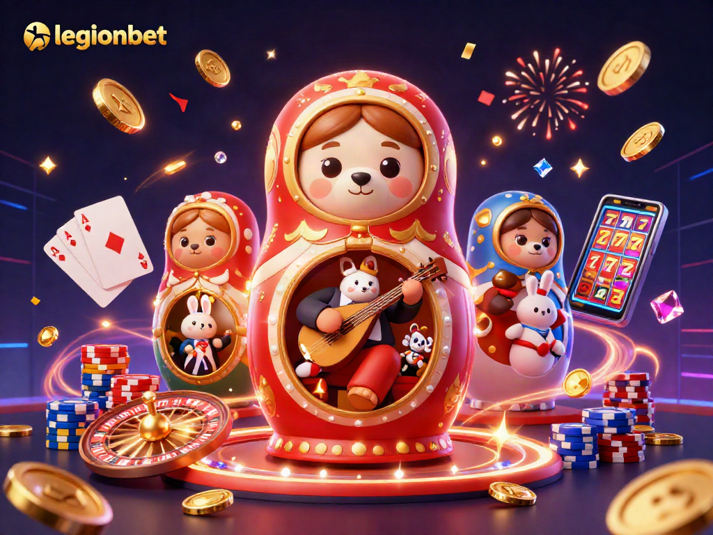 Immerse yourself in excitement with legionbet's online gaming adventure featuring animated casino elements.