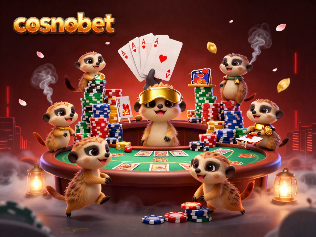 Win big with cosmobet at an exciting meerkat casino scene filled with vibrant poker action.