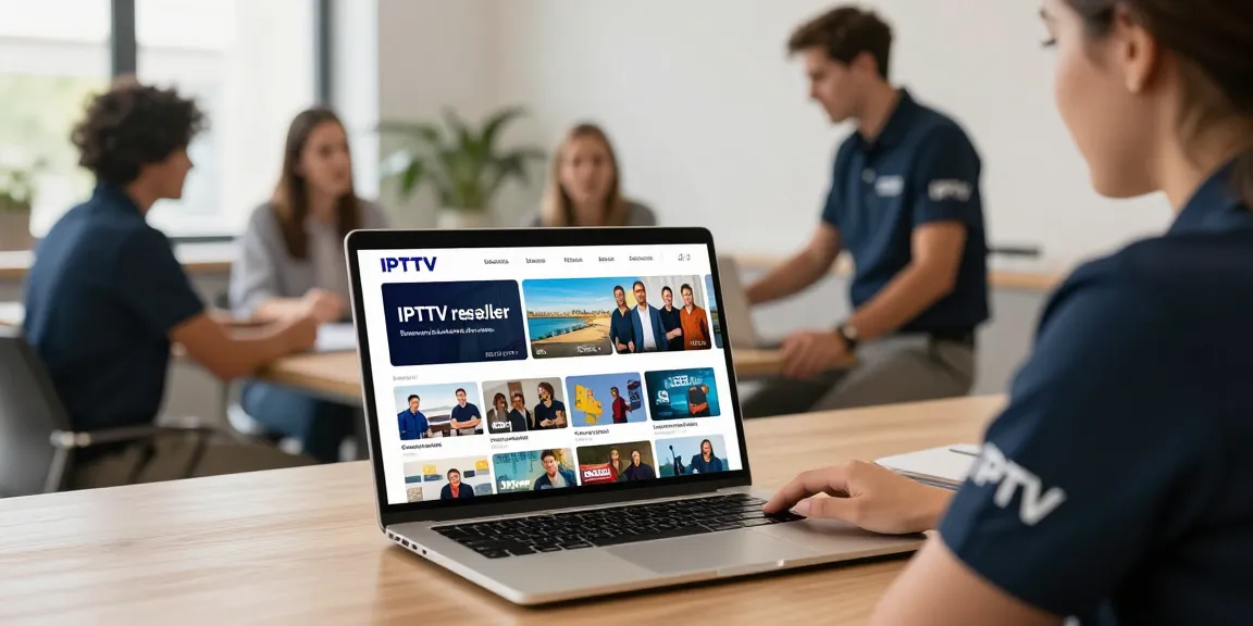 IPTV reseller UK professional contractor demonstrating trusted services in local office.