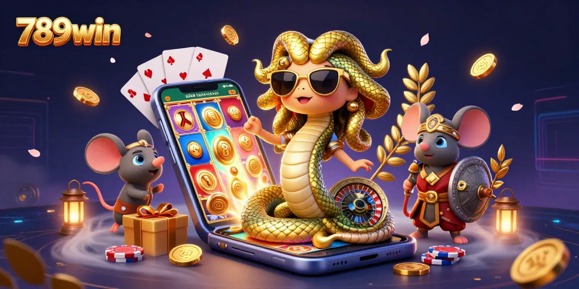Spin and win with 789win in a vibrant, cartoonish casino scene filled with exciting game elements.