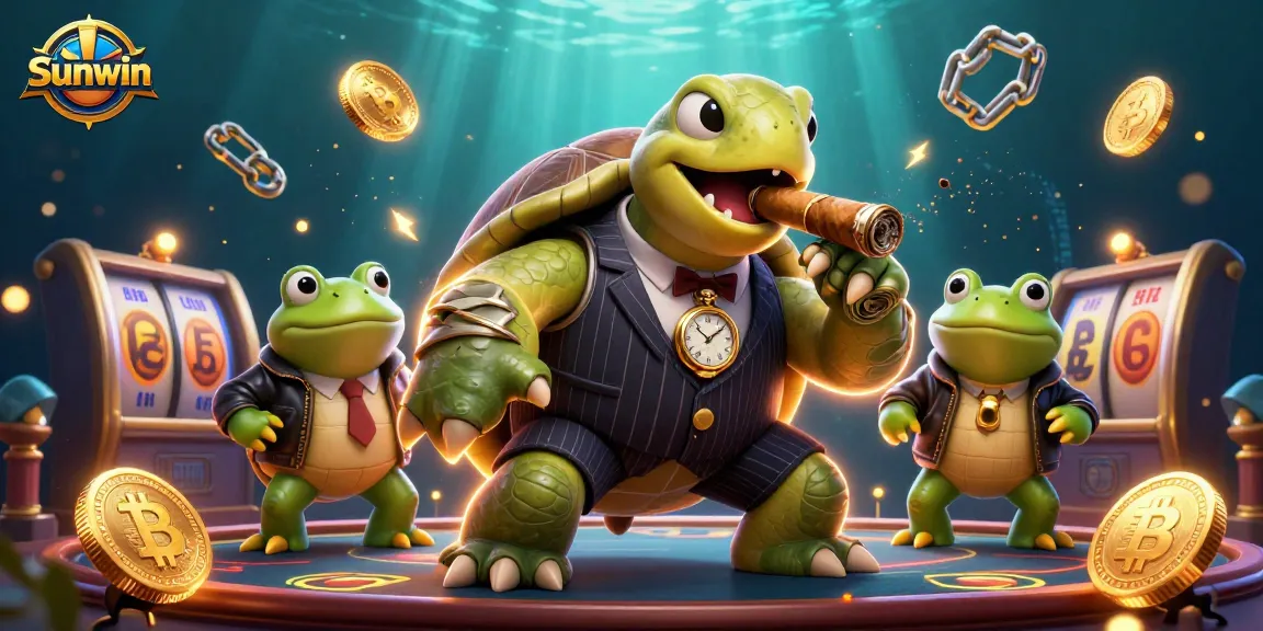 Experience thrilling gameplay with Sunwin's 3D casino scene featuring a snapping turtle mobster.